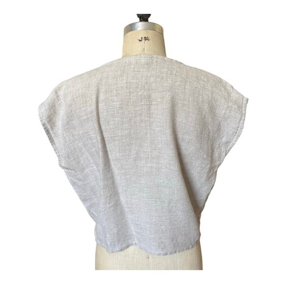 Only Child Luzon Line Tie Front Shirt in Beige Size Large - Picture 5 of 7